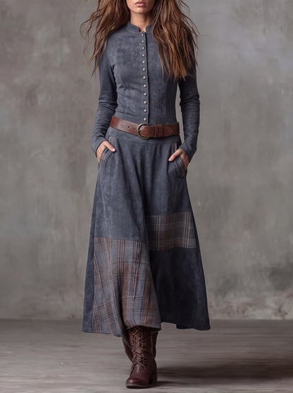 Lucía™ – Vestido Largo Efecto Ante