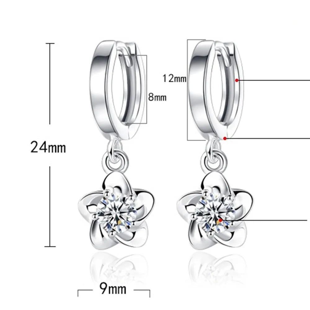 Pendientes de plata de ley con circones violeta y blanco