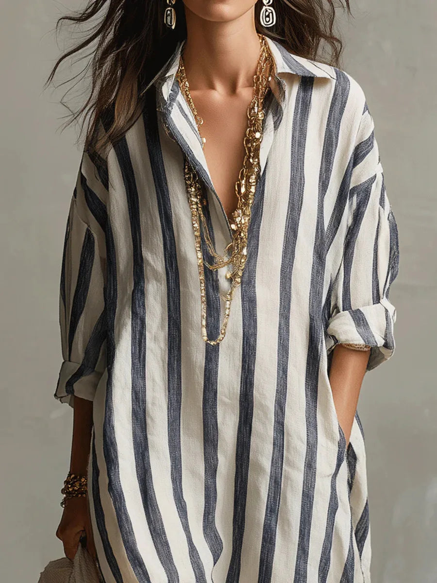 Vestido Pepa™ | Camisero de rayas largo