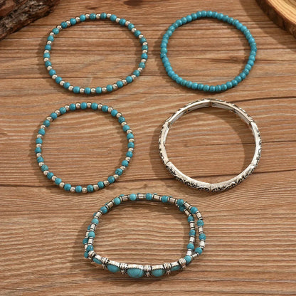 Ensemble de bracelets boho avec perles turquoises
