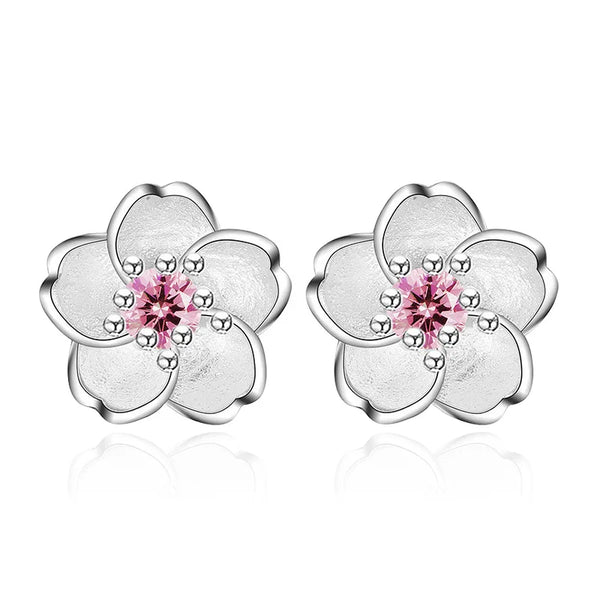Pendientes de Botón en Forma de Flor con Zircones