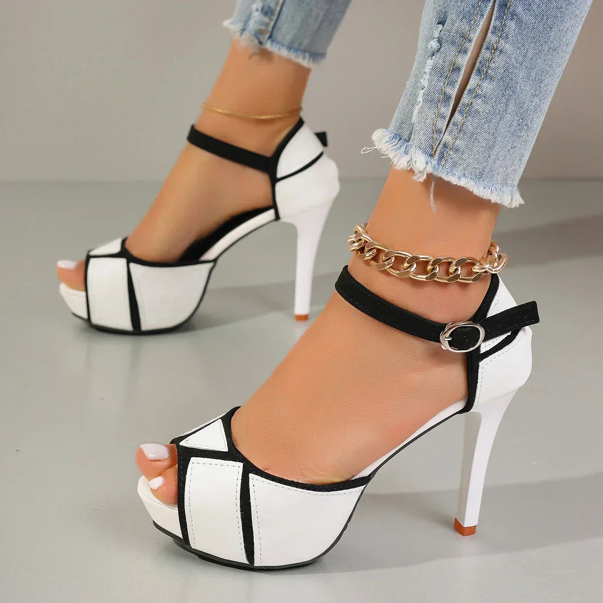 Blanca™ - Tacones elegantes bicolor con diseño exclusivo y sofisticado