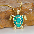 Collier Pendentif Tortue en Opale de Feu Verte Vintage