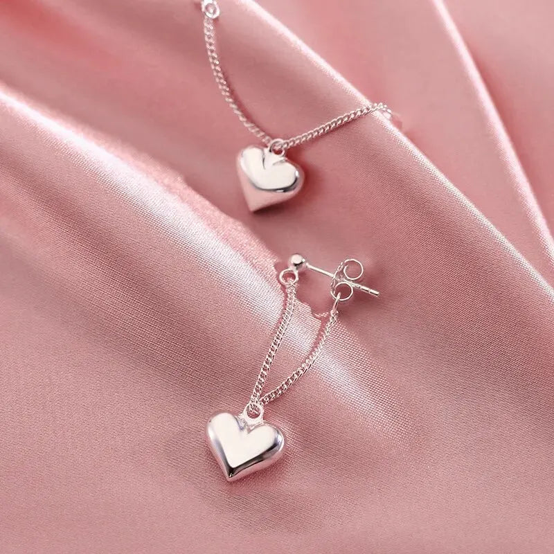 Boucles d'Oreilles Anciennes en Forme de Cœur Géométrique