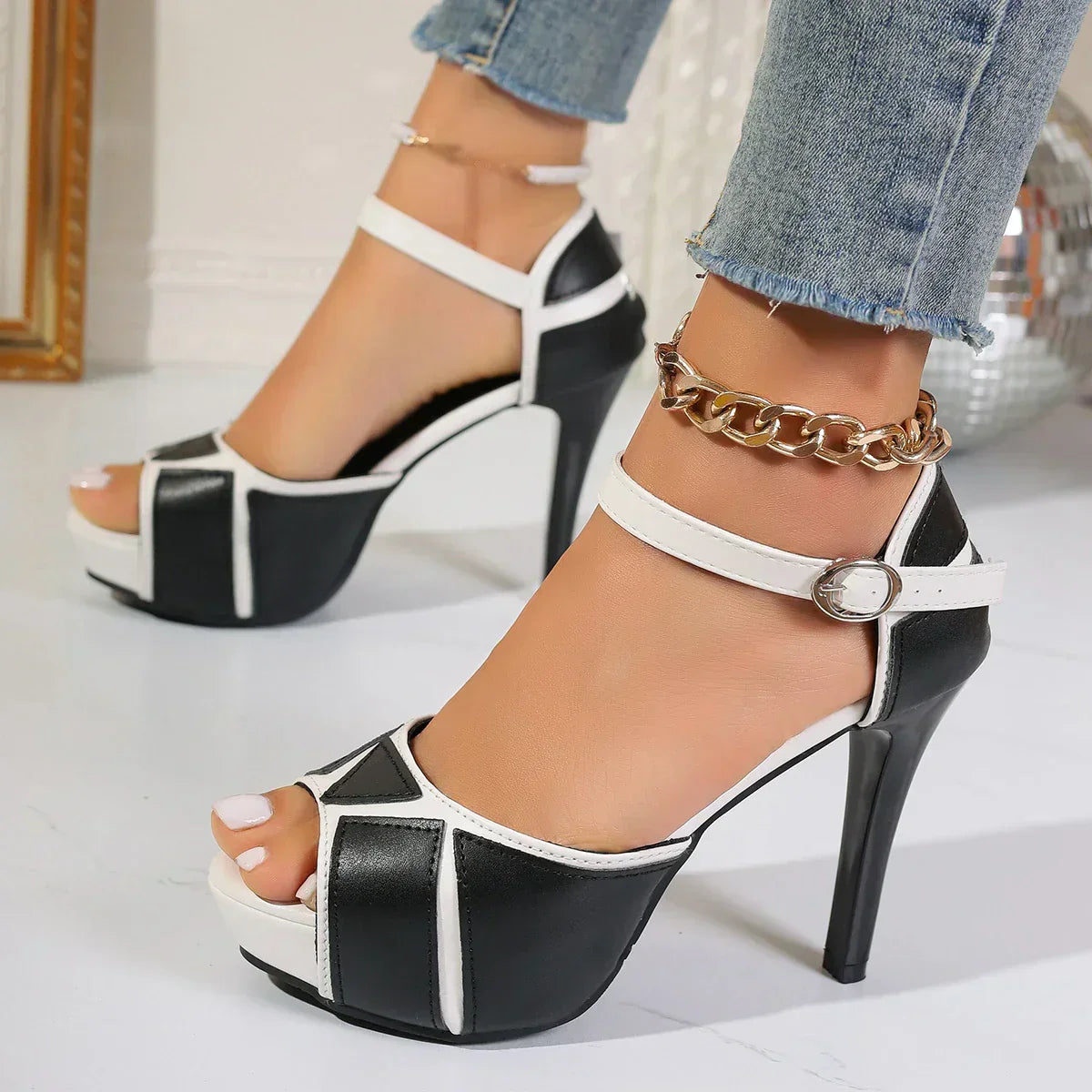Blanca™ - Tacones elegantes bicolor con diseño exclusivo y sofisticado