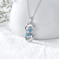 Collier en Argent avec Doubles Dauphins et Cristal Bleu