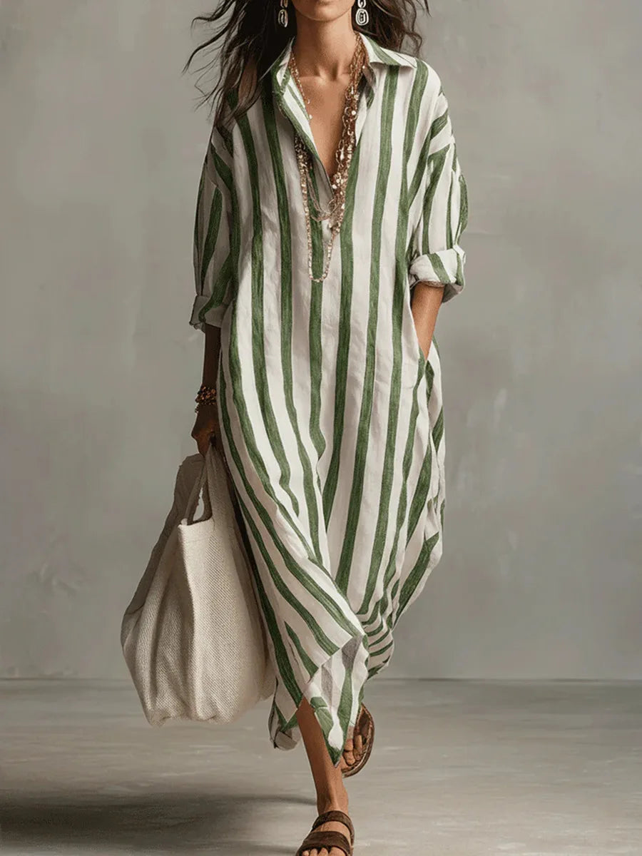 Vestido Pepa™ | Camisero de rayas largo