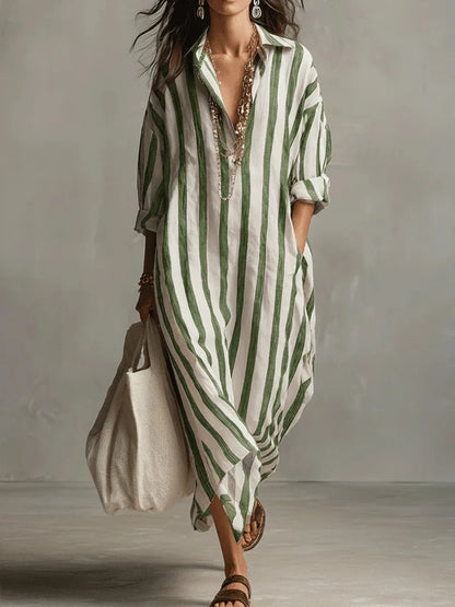 Vestido Pepa™ | Camisero de rayas largo