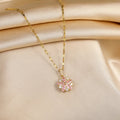 Collier Sakura Rose Romantique en Acier Inoxydable