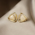 Boucles d'oreilles Sophistiquées Triangulaires avec Opale et Cristaux