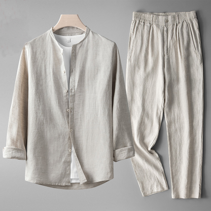 Lucas™ - Conjunto casual sofisticado con camisa clásica y pantalón moderno