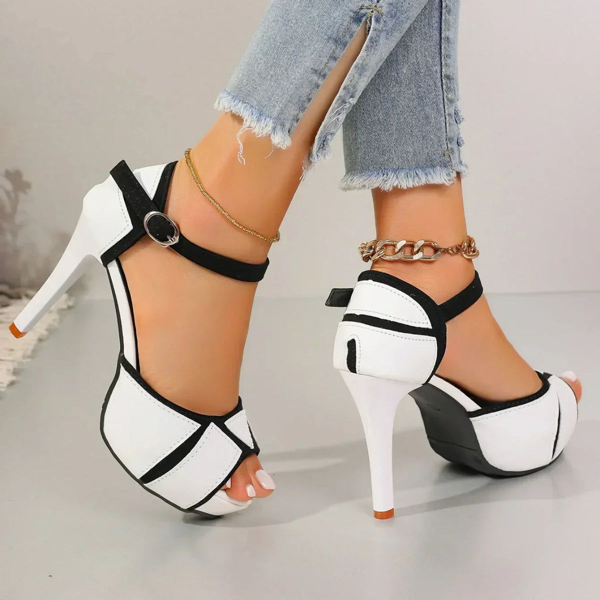 Blanca™ - Tacones elegantes bicolor con diseño exclusivo y sofisticado