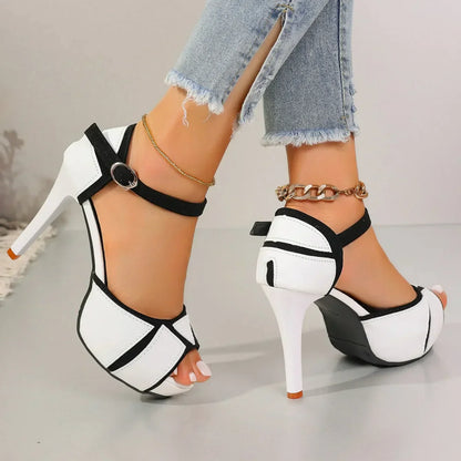 Blanca™ - Tacones elegantes bicolor con diseño exclusivo y sofisticado