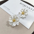 Boucles d'Oreilles Chic à Bouton en Acrylique Blanc