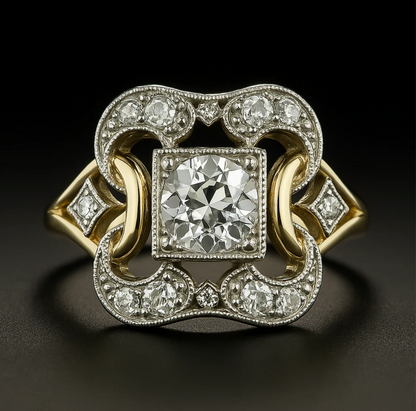 Bague Classique en Or avec Zirconia Vintage