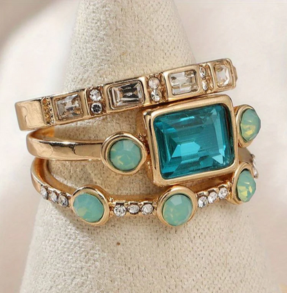 Ensemble de Bagues en Cristal Vintage Classique