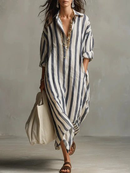 Vestido Pepa™ | Camisero de rayas largo