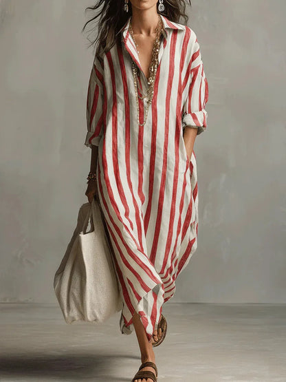 Vestido Pepa™ | Camisero de rayas largo