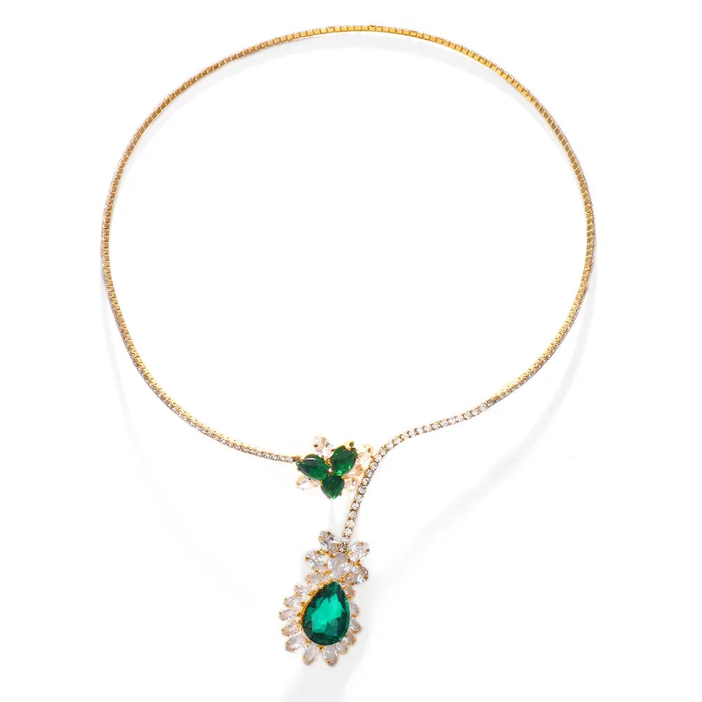 Collier Vintage Fleuraison d'Émeraude