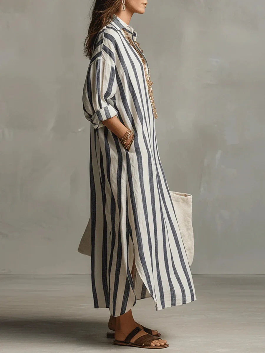 Vestido Pepa™ | Camisero de rayas largo