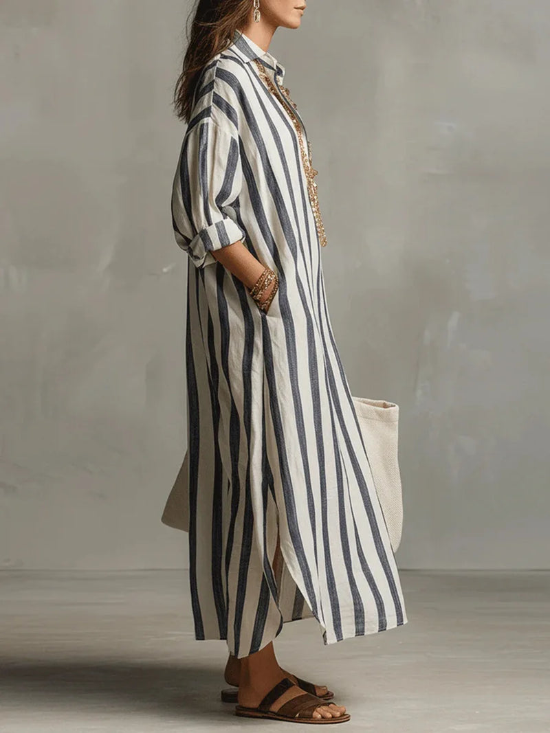 Vestido Pepa™ | Camisero de rayas largo