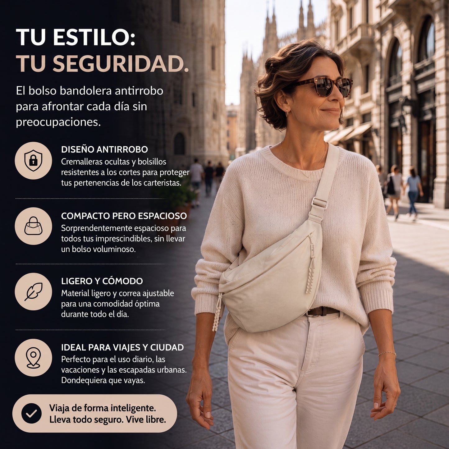 Elena™ | Bolso de Hombro Beige