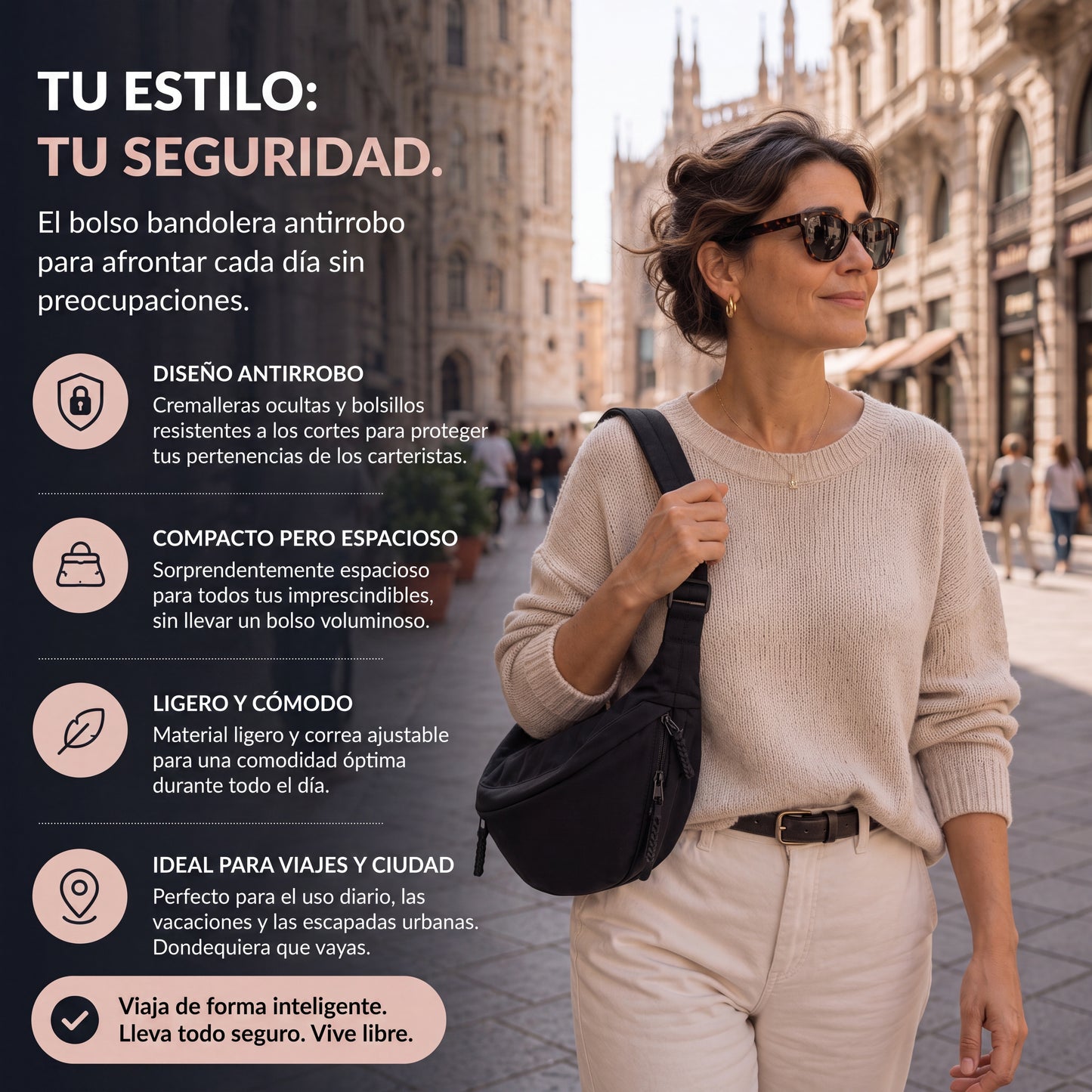 Aria™ | Bolso de Hombro Negro