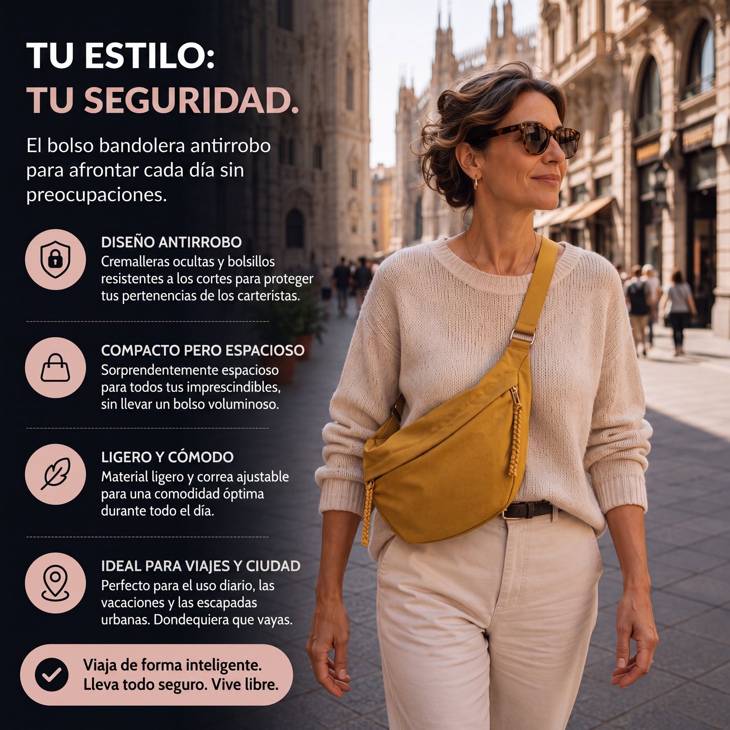 Lucia™ | Bolso de Hombro Ocre