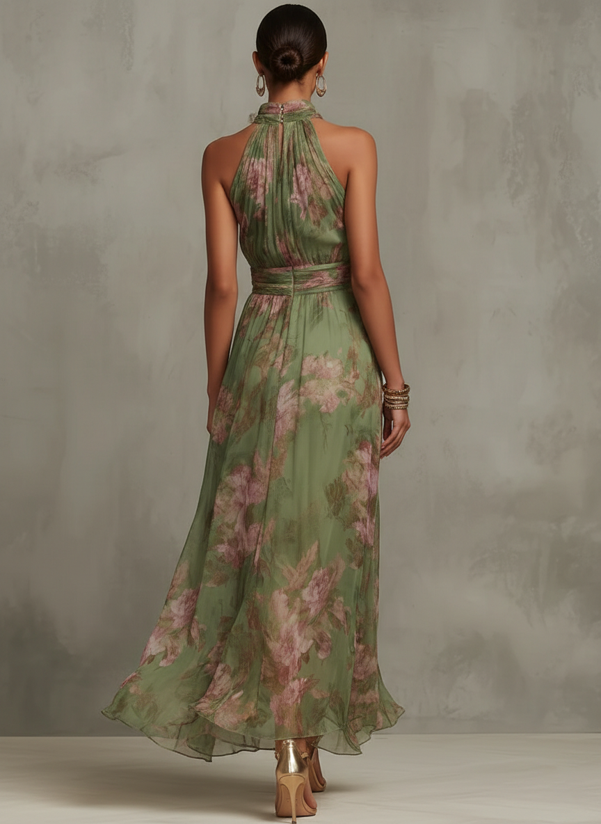 Lucia™ | Vestido Maxi Halter Floral Elegante