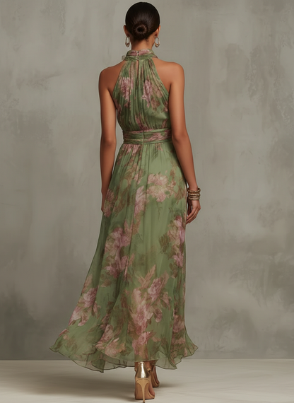 Lucia™ | Vestido Maxi Halter Floral Elegante