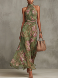 Lucia™ | Vestido Maxi Halter Floral Elegante