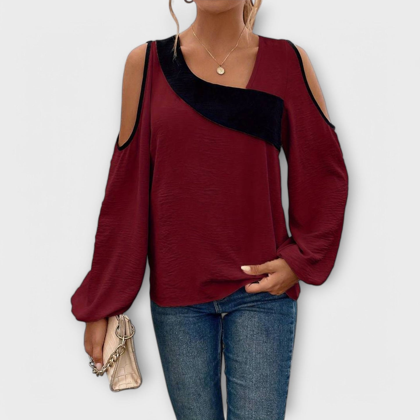 Scarlet - Blusa con escote cuadrado