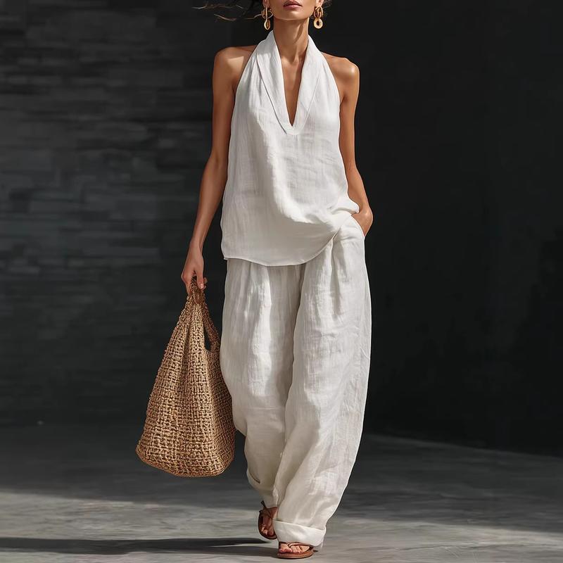 Conjunto Ainhoa™ | Conjunto de lino con mangas murciélago y pantalón ancho