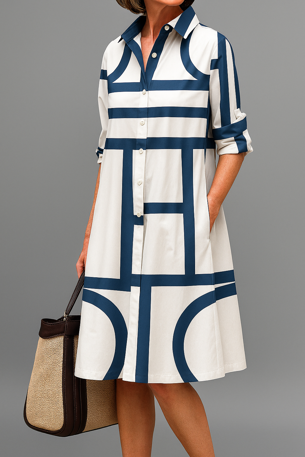 Vestido Siena™ | Vestido midi geométrico de estilo elegante