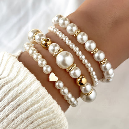 Ensemble de bracelets élégants en forme de cœur avec des perles