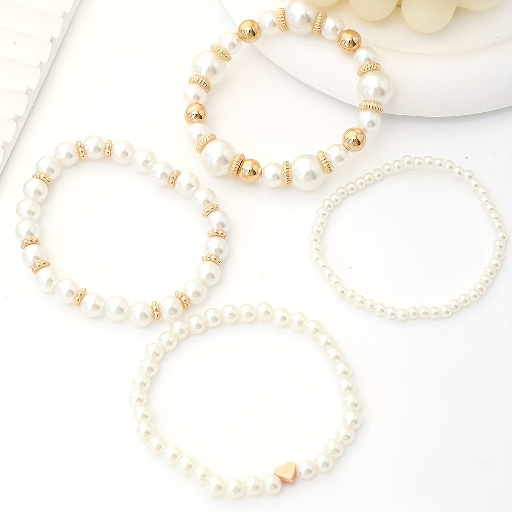 Ensemble de bracelets élégants en forme de cœur avec des perles