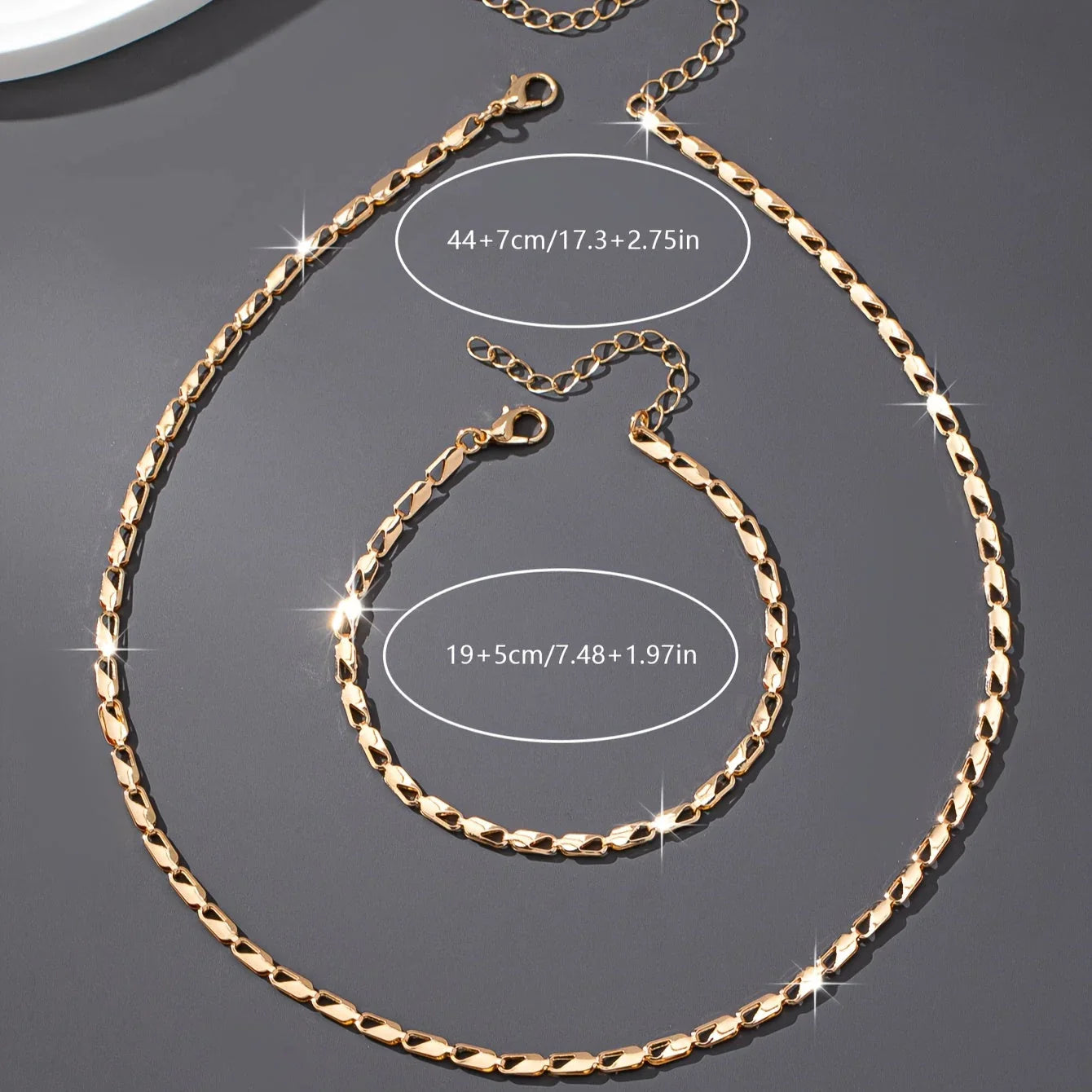 Ensemble Collier et Bracelet en Or 18K Élégant
