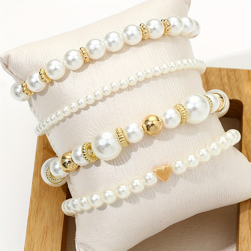 Ensemble de bracelets élégants en forme de cœur avec des perles