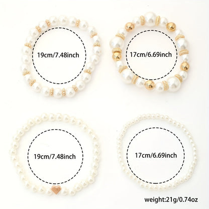 Ensemble de bracelets élégants en forme de cœur avec des perles