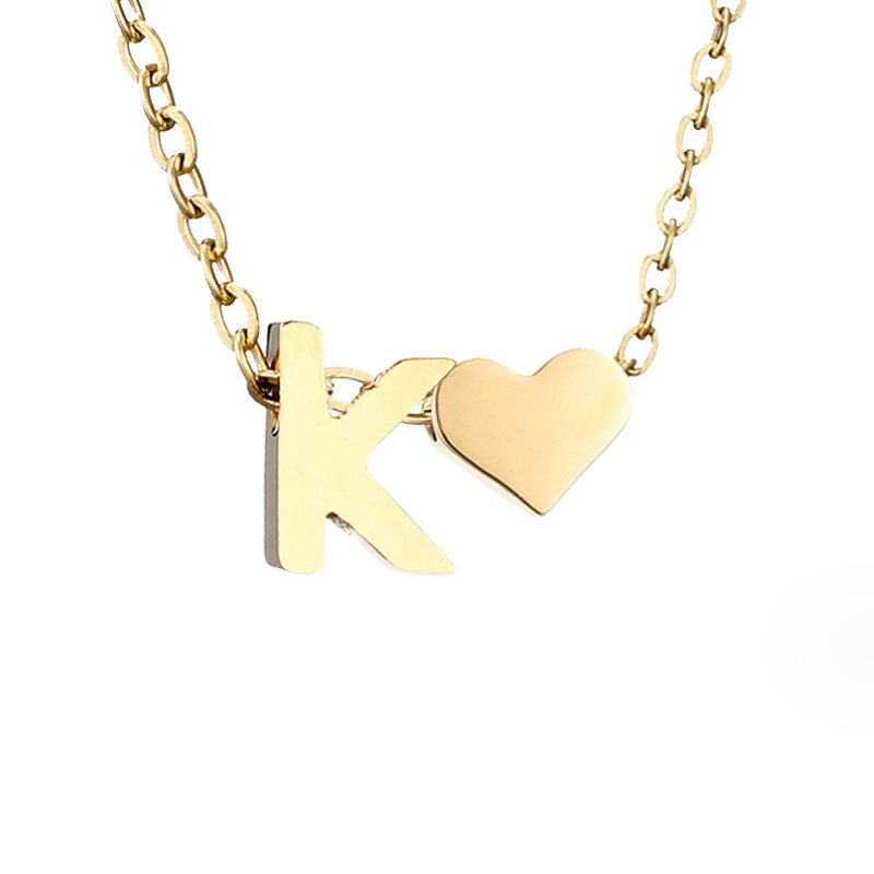 Collier Initial Intemporel avec Pendentif en Cœur