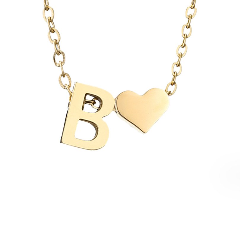 Collier Initial Intemporel avec Pendentif en Cœur