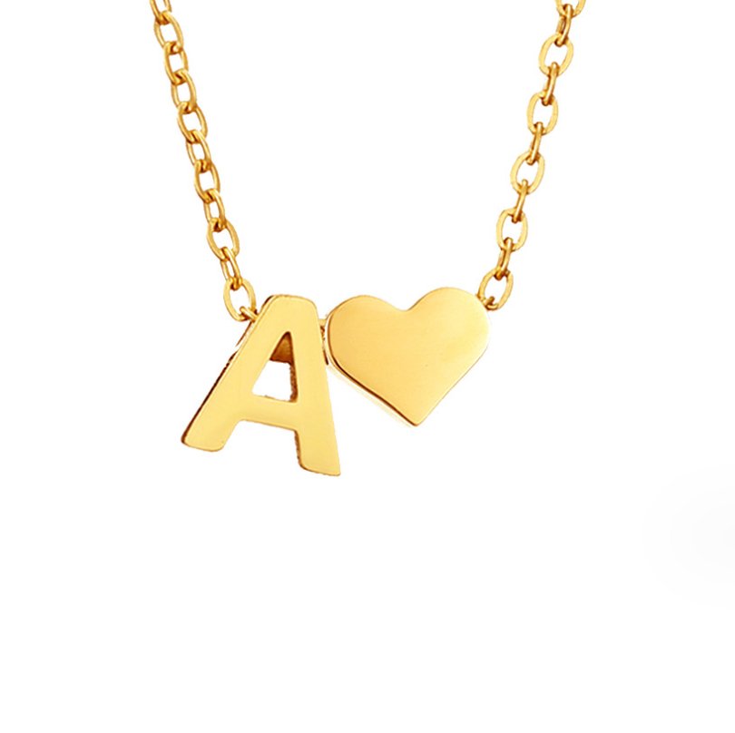 Collier Initial Intemporel avec Pendentif en Cœur