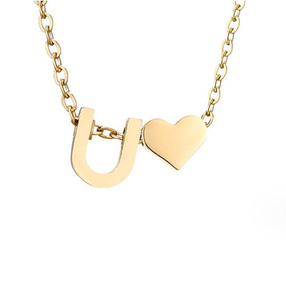 Collier Initial Intemporel avec Pendentif en Cœur