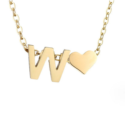 Collier Initial Intemporel avec Pendentif en Cœur