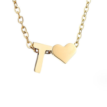 Collier Initial Intemporel avec Pendentif en Cœur