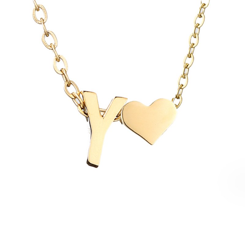 Collier Initial Intemporel avec Pendentif en Cœur