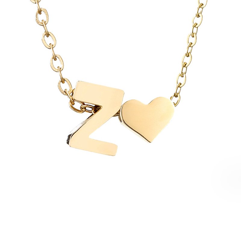Collier Initial Intemporel avec Pendentif en Cœur