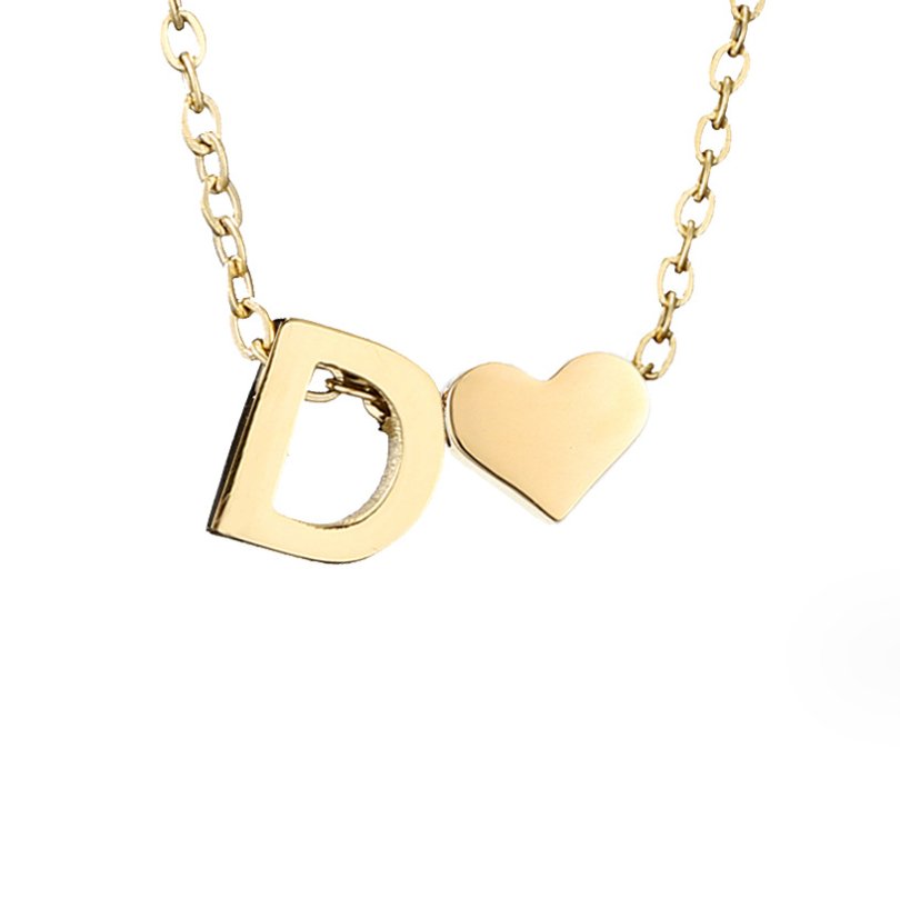 Collier Initial Intemporel avec Pendentif en Cœur