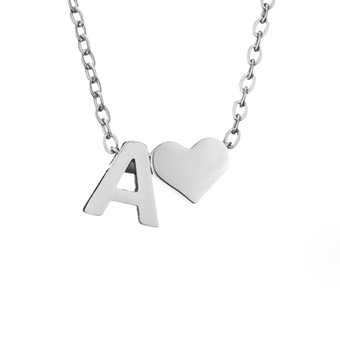Collier Initial Intemporel avec Pendentif en Cœur