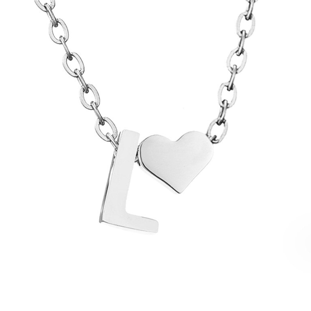 Collier Initial Intemporel avec Pendentif en Cœur